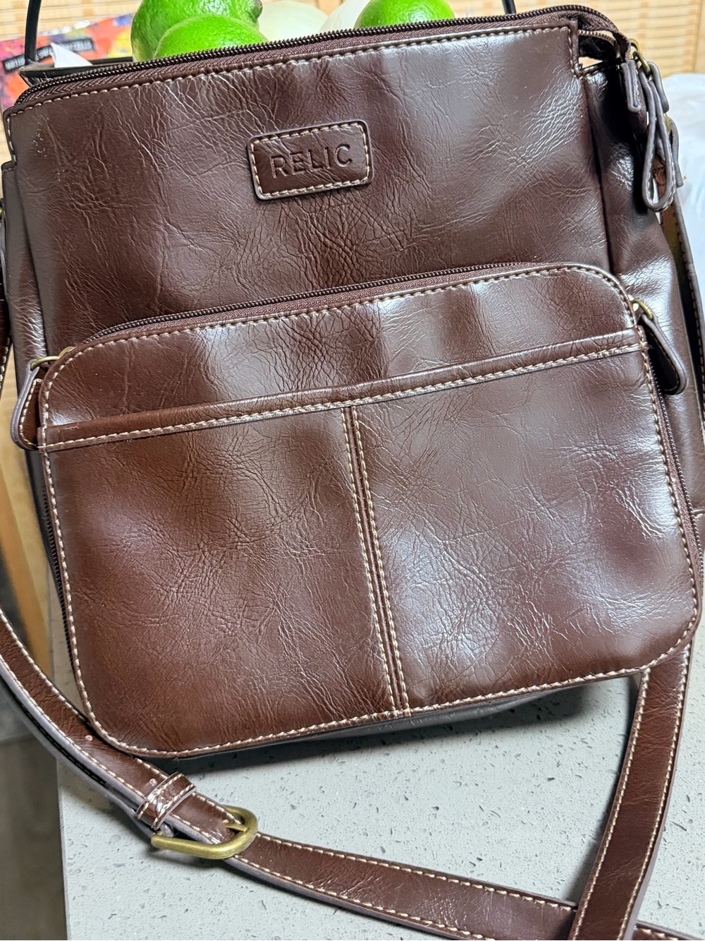 Relic Brown Faux Leather Messenger Crossbody - Picture 3 of 3